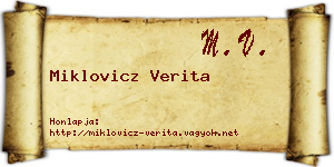 Miklovicz Verita névjegykártya